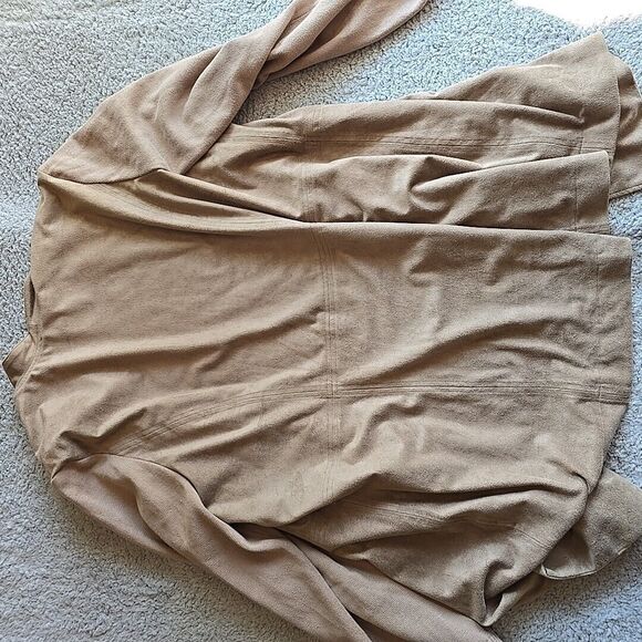 Chico’s Duster Jacket Size 4 Open Front Faux Suede Brown Open Blazer XXL 20/22 - Picture 8 of 8
